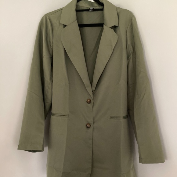 3/$10 Lightweight Olive Green Lapel Blazer - Picture 2 of 5